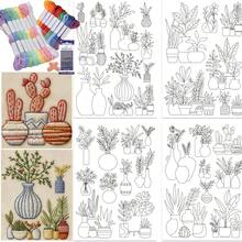 Pre-Printed Embroidery Stabilizer Stickers Ins Style Potted Plant Vase Pattern Self-Adhesive Water-Soluble Non-Woven Fabric For Beginners - A - View 11