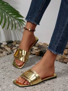 Nuevas sandalias planas de moda para mujer - Dorado - Ver 5
