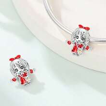 1 Silver-Plated Pendant Bead, Chinese New Year Tiger-Head Hat Girl Bead, Chinese New Year Top Scholar Bead, Chinese New Year Lucky Red Horse Pendant, Chinese New Year Tiger-Head Shoe Pendant - Multicolor - View 6