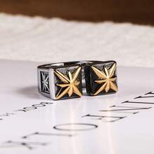 1 chiếc nhẫn bằng thép không gỉ họa tiết phong cách Punk dành cho nam, dây đeo cổ điển dành cho cả nam và nữ - Bạc - Xem 1