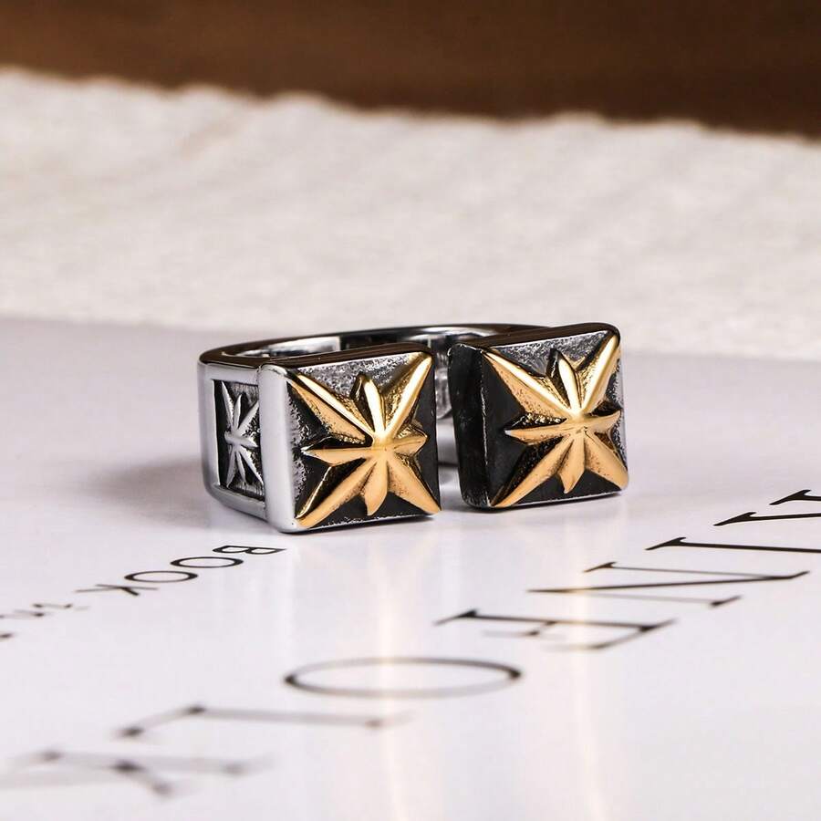 1 chiếc nhẫn bằng thép không gỉ họa tiết phong cách Punk dành cho nam, dây đeo cổ điển dành cho cả nam và nữ - Bạc - Xem 1