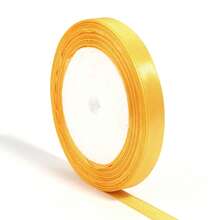 25码/卷 金黄色缎带，纯色亮面面料，适用于DIY婚礼请柬、新娘捧花、礼品包装、派对装饰、缝纫工艺、新娘捧花配饰、婚礼装饰 - 黃色 - 查看 9