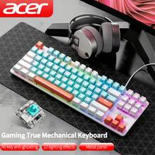 Acer OKW132 Split Mechanical Keyboard, Smart Multi-Device Switching, 87-Key Compact Design, N-Key Conflict-Free, Long Battery Life, Splash-Resistant, Medical-Grade Silicone Keycaps, Efficient Workplace, Blue And White - Blue and White - View 2