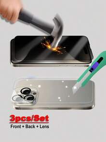 ZYONS 3 件套高铝隐私防窥钢化玻璃屏幕保护膜 + 玻璃背膜 + 摄像头镜头保护膜，屏幕保护膜，隐私保护，背膜保护，摄像头镜头保护，三重保护，兼容 17 Pro Max/17 Air/16 Pro Max/16 Pro/16 Plus/16E/15/15 Plus/15 Pro/15 Pro Max/14 Pro Max/14 Plus/14 Pro/14/13 Pro Max/13 Pro/13/12 Pro Max/11 Pro Max/X/XR/XS Max/8/7/8+/7+ 系列 - 防窺+鏡頭膜 - 查看 11