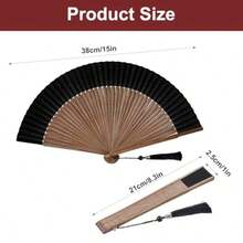 Grevosea Folding Hand Fan Hand Fans For Women Foldable Nylon-Cloth Bamboo Vintage Retro Chines/Spanish Foldable Fan For Wedding Party Favor Performance Dance Home Decorations Festival Gift - 如圖所示 - 查看 3