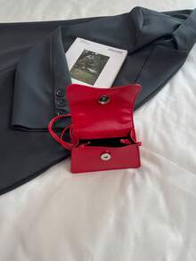 Bolso de mano pequeño para mujer, bolso de tote portátil y ligero, nuevo bolso pequeño de solapa de unicolor de moda para el verano 2025, bolso de hombro cruzado - Rojo 2 - Ver 5