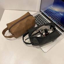 Bolsa cosmética con relieve multifuncional, bolsa de aseo, bolsa de almacenamiento portátil, bolso de viaje, bolsa de almacenamiento, bolsa de almacenamiento multifuncional de alta calidad y nicho minimalista urbano de gran capacidad, bolsa cosmética, esencial para el período escolar, regalo para el período escolar - Una pieza - Ver 3