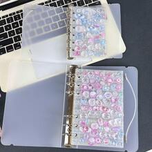 1本A6/A7可移除浮雕水晶3D泡泡贴纸相册，贴纸书，内页可撕，兼容3D贴纸，PP材质内页，透明内页替换装，K-Pop照片卡收纳，DIY贴纸笔记本，计划本，剪贴簿，学校及办公用品 - 彩色 - 查看 3