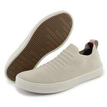 Tenis Knit Masculino Sapatenis Sapato + Palmilha Gel Confort - Bege - Visão 7