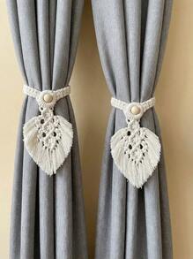 Cirelle 2 件套波西米亚风格窗帘带，手工编织彩色叶子窗帘装饰扣，窗帘绑绳，家居软装饰挂饰，婚礼装饰 - 如圖所示 - 查看 4