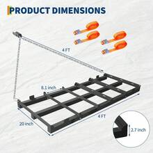 Grada de arrastre resistente de 4 pies – Grada de remolque detrás de la calzada para grava/piso/arena, 4 cinturones de seguri-dad, cadenas y soportes de peso, se adapta a tractor/UTV/segadora - negro - Ver 2