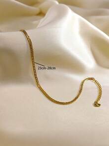 1pc 18K Gold Plated Street Style Gold Chain Stainless Steel Foot Chain Men's Fashion Low Sensitivity Jewelry Daily Wear Gift - Golden - View 3