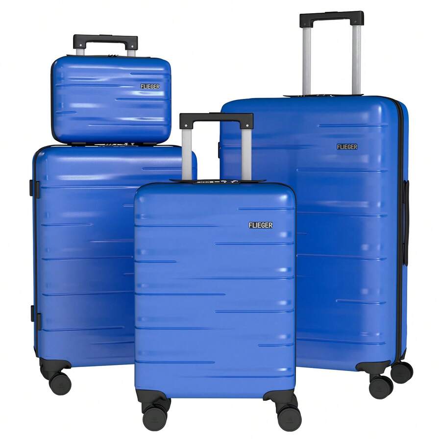 YSTYLE 4-Piece Hardside Luggage Set (12/20/24/28 Inches), With Scratch-Resistant And Impact-Resistant ABS Shells, Spacious Design And Four 360-Degree Spinner Wheels - Blue - View 1
