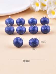 10pcs 3D Realistic Blueberry Resin Jewelry Pendant - Purple - View 3