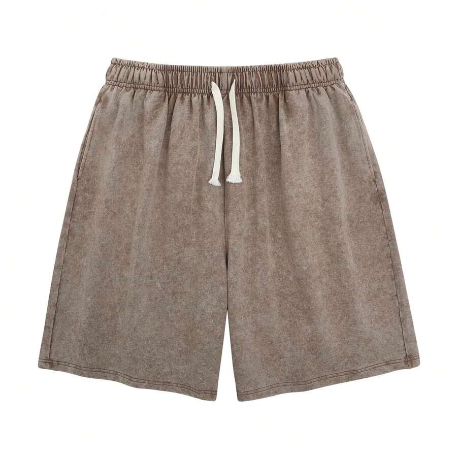Cotton Drawstring Athletic Shorts, Casual Summer Beach Wear, Suitable For Both Men And Women. - Camel - View 1