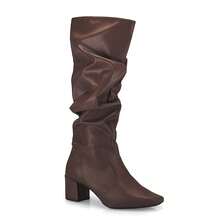 Loris Shoes Oficial Women's Wrinkled Ankle Boot With Zipper, Square Toe, Low Heel, Comfortable 453 - Cà phê tổng hợp - Xem 1
