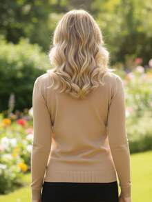 Women's Cold Weather Blouse | Women's Long Sleeve Elastane Blouse - Màu be - Xem 3