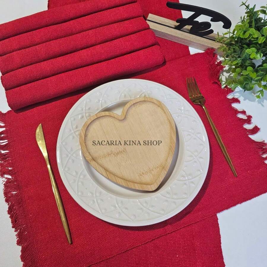 American Chic Placemat Set, 7 Pieces Including 1 Runner And 6 Placemats, Beautifully Woven For A Table Setting. - Red - View 1