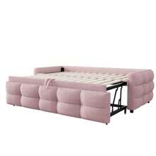 Upholstered Bed, Extendable Sofa Bed 90/180 X 190 Cm, Velvet Pouf, Single, Double, With Slatted Base, Multifunctional, Pink (Mattress Not Included) - Pink - View 7