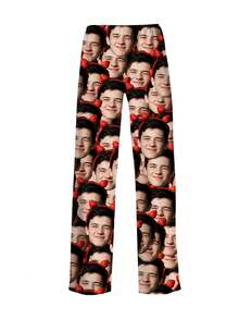 Women's Custom Photo Face Sleep Pants ,Personalized Photo Upload, All-Over Print Design, Comfortable All-Season Lounge Pants For Sleepovers, Gift Idea - Multicolor - View 4