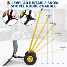 Snow Shovel With Double Handle, Heavy-Duty D-Grip Ergonomic Design, Non-Slip Adjustable Lightweight Ice Removal Tool For Driveway, Sidewalk, Home, Garage, Garden, Outdoor & Camping Use - Black (2) - View 7
