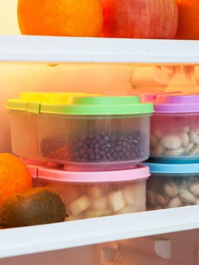 双隔层密封厨房食品和谷物储物罐，多功能塑料冰箱收纳盒带盖