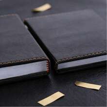 1pc Faux Leather Business Notebook, Thick Office Notepad, Student Meeting Memo Book, Retro Leather Cover Work Planner, Diary Journal Accounting Ledger - Multicolor - View 2