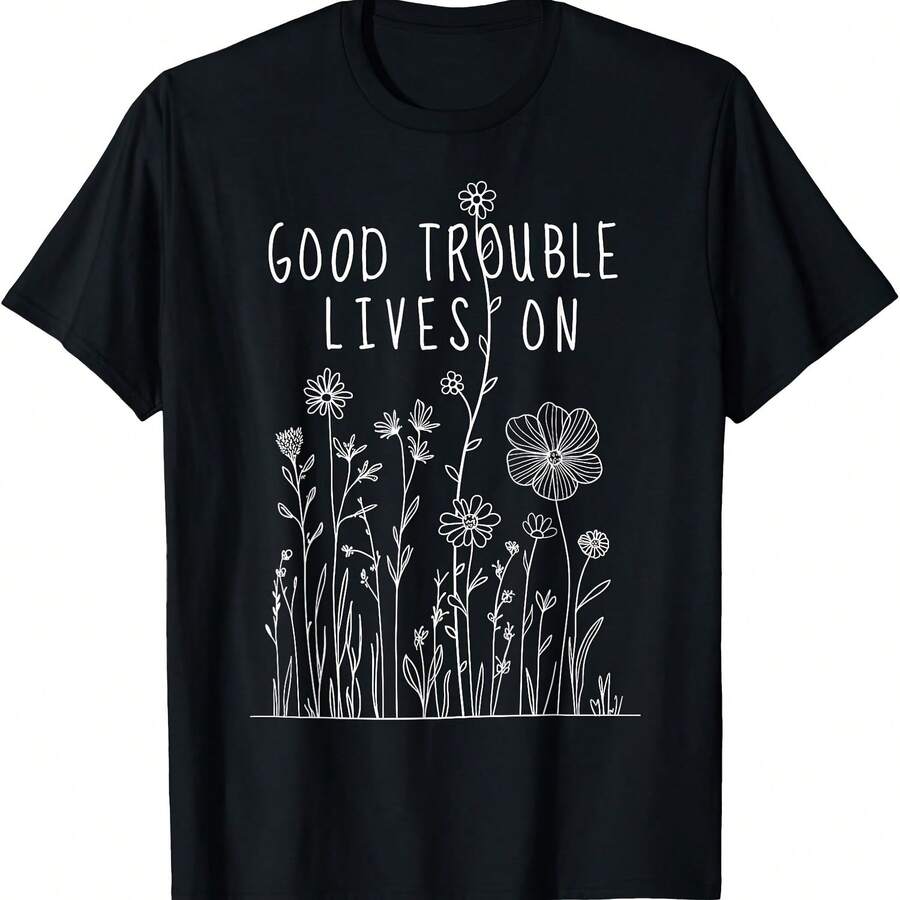 Camiseta de protesta femenina cotidiana, sutil, de problemas necesarios y buenos - Negro 3 - Ver 1