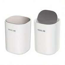 VEELAR 2.5L Stainless Steel Desktop Trash Can, Suitable For Vanity, Desk And Living Room, Flip-Top Design With 20 Trash Bags Included - B - View 4