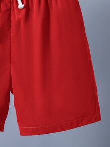 男童卡通印花短袖T恤和短裤夏季套装 - 白色 - 查看 6