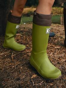 成人男女通用可折叠雨靴，防水防滑雨鞋，学生青少年防水涉水鞋 - 綠色 - 查看 6