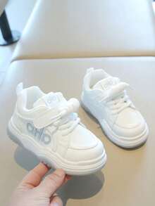 Giày thể thao trẻ em kẻ sọc cổ điển – Dây buộc điều chỉnh, chất liệu giả da, đế nhẹ, kiểu dáng thời trang cho bé đi học và sinh hoạt hàng ngày. - trắng - Xem 5