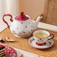 陶瓷法式压滤咖啡杯碟礼盒套装，高品质水杯、茶壶、冲泡壶 - 彩色 - 查看 8