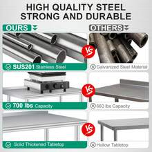 Mesa de Trabajo Multiusos Acero Inoxidable | Estante Regulable, Soporta 700 lbs | Perfecta para Organizar Cocina y Despensa en Hogar - 48 x 24 pulgadas - Ver 4