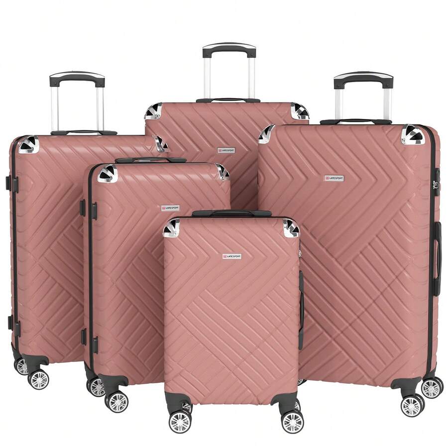 YSTYLE 3/5 Piece Hardside Luggage Set (12, 18, 20, 24, 28 Inch), With Scratch-Resistant And Impact-Resistant ABS Shells, Spacious Design And Four 360-Degree Spinner Wheels - Rose Gold - View 1