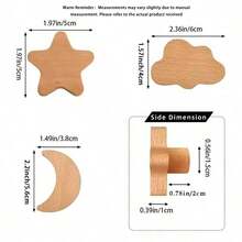 1PC Solid Wood Wall Hook, Wall Hanging Clothes Hook, Star Moon Cloud Cartoon Hook - 1PC - View 4