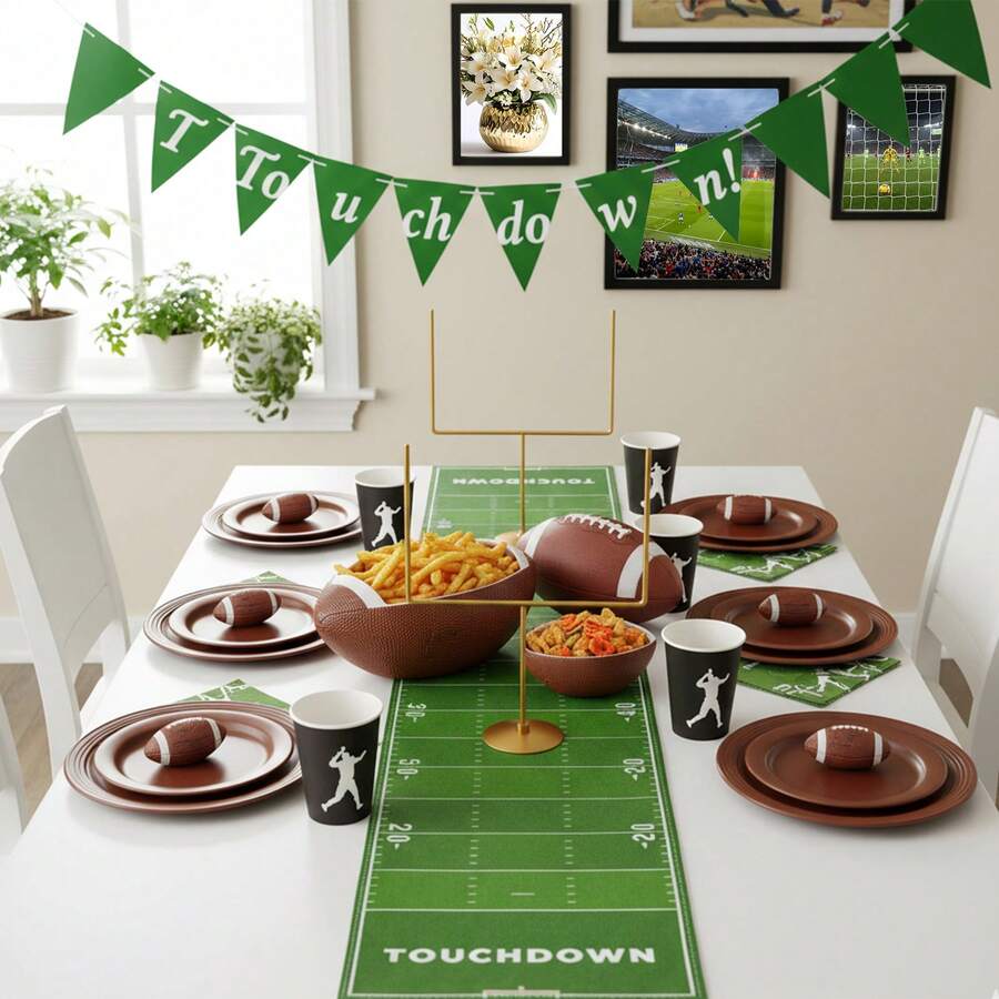3PCS Metal Football Goal Post Decoration Football Table Decor Football Field Goal Post Decoration Football Table Decorations For Football Theme Birthday Party Supplies - 3PCS - Football Desktop Decoration - View 1