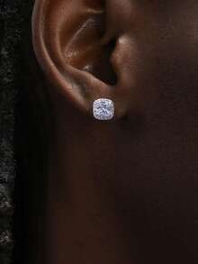 1 pieza Pendientes de botón de circonita cúbica brillante, regalo de joyería elegante para hombres, adecuado para uso diario - 6354 - Ver 13