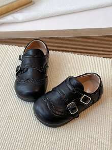 1 Pair Girls' Cute Princess Thick Sole Loafers, Breathable Soft Bottom Non-Slip Versatile Children Leather Shoes, Simple & Fashionable Infant Toddler Walking Shoes, Easy On/Off, Suitable For Spring, Summer, Autumn - Black - View 6