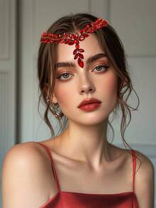 1件手工闪亮水晶新娘额饰发箍，优雅公主风发饰，适合婚礼、派对、舞会、情人节等场合。 - 藍色 - 查看 6