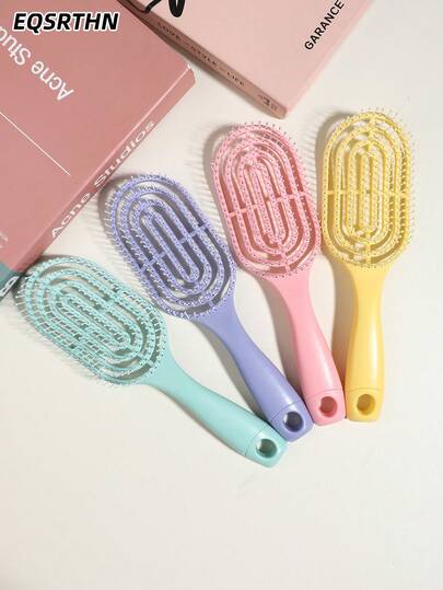 Air Cushion Massage Comb Set - The Elastic Teeth Of The Comb Are Gentle On The Hair And Prevent Tangling. The Hollow Design Helps Dry The Hair Quickly, Massage The Scalp, And Relieve Fatigue. It Is Suitable For Daily Hair Combing / Blow-Drying, Hair Care, And Travel. It Can Be Carried Around And Easily Stored With The Hanging Holes.