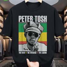 [Peter Tosh Glasses Tee] 100% Cotton Peter Tosh Glasses T-Shirt - Round Neck, Black, 180g - Size S-XXL - Negro - Ver 2