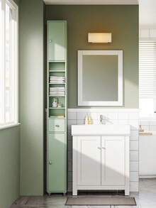 SoBuy Tủ cao phòng tắm Tủ phòng tắm Tủ lưu trữ Hiệu ứng gỗ tối W20 X D20 X H180cm BZR34-PF Trang trí phòng tắm gia đình Tổ chức phòng tắm Phụ kiện phòng tắm mùa hè - màu xanh lá - Xem 1