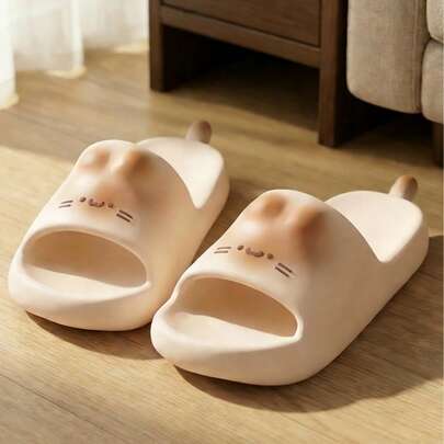 Cute Plush Slippers With Soft Tail Design, Lightweight & Comfortable, Suitable For Indoor/Bedroom Wear, Unisex, All Seasons (Recommend Ordering One Size Up)