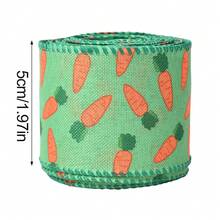 4Amazonia 5码/卷 可爱复活节铁丝边丝带 - 复活节彩蛋印花丝带 兔子 胡萝卜 卡车图案丝带 - 复活节黄麻丝带，适合春季礼品包装 - 彩色 - 查看 7