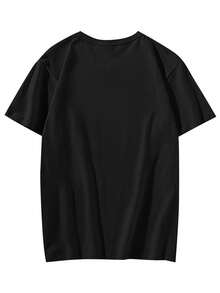 Most Definitely Not All In A Row Printed Premium Cotton T-Shirts Men Summer Short Sleeve Tees Casual Tops - 黑色 - 查看 3
