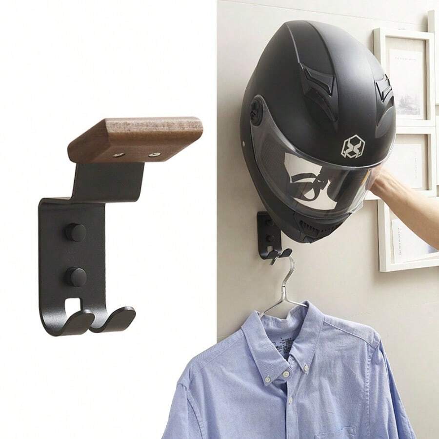 Motorcycle Helmet Rack, Electric Bike Helmet Storage Wall Mount Display Holder - A - View 1