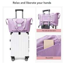 Bolsa de almacenamiento de viaje, tela Oxford impermeable portátil de gran capacidad para transporte de viajes de negocios - Púrpura malva - Ver 2