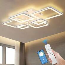 Modern Square LED Ceiling Light – 6-Panel Flush Mount With Remote, Dimmable Lighting For Home - HY-PL0103-6H-WT - Xem 1