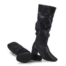 Loris Shoes Oficial Women's Wrinkled Ankle Boot With Zipper, Square Toe, Low Heel, Comfortable 453 - Synthetic Black - View 6